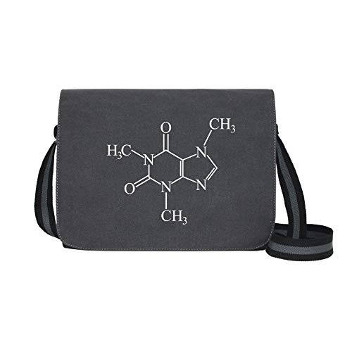 getDigital Koffein Molekül - Umhängetasche Messenger Bag für Geeks und Nerds mit 5 Fächern - 15.6 Zoll, Schwarz Anthrazit von getDigital