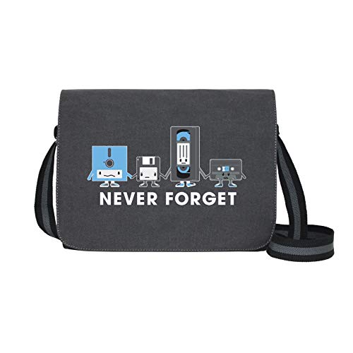 getDigital Never Forget - Umhängetasche Messenger Bag für Geeks und Nerds mit 5 Fächern - 15.6 Zoll, Schwarz Anthrazit von getDigital