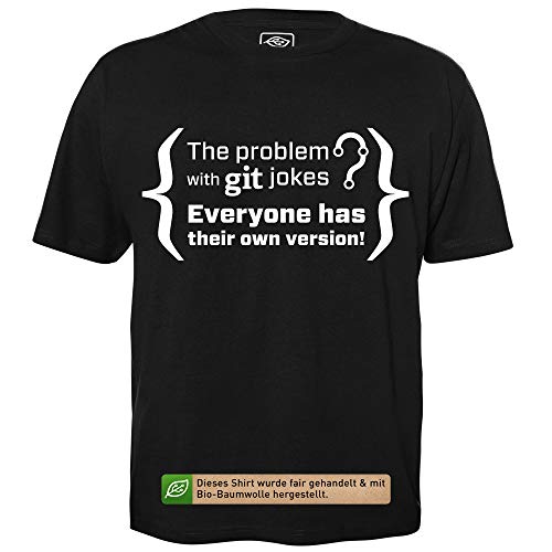 git Jokes - Herren T-Shirt für Geeks mit Spruch Motiv aus Bio-Baumwolle Kurzarm Rundhals Ausschnitt, Größe M von getDigital