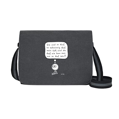 islieb - Fassungslosigkeit - Umhängetasche Messenger Bag für Geeks und Nerds mit 5 Fächern - 15.6 Zoll, Schwarz Anthrazit von getDigital