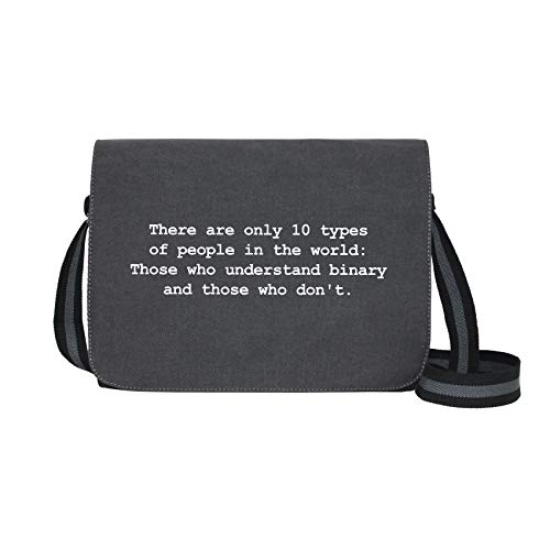 there are only 10 types of people - Umhängetasche Messenger Bag für Geeks und Nerds mit 5 Fächern - 15.6 Zoll, Schwarz Anthrazit von getDigital