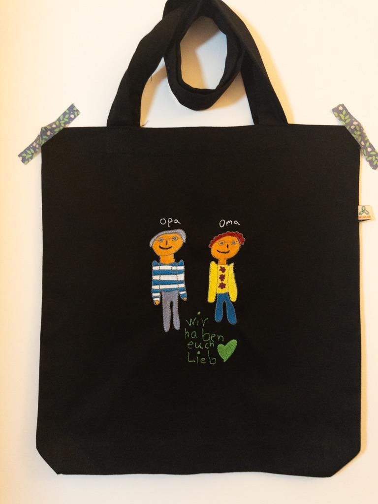 Kinderkunst Auf Jutebeute Gestickt von getmeKoeln