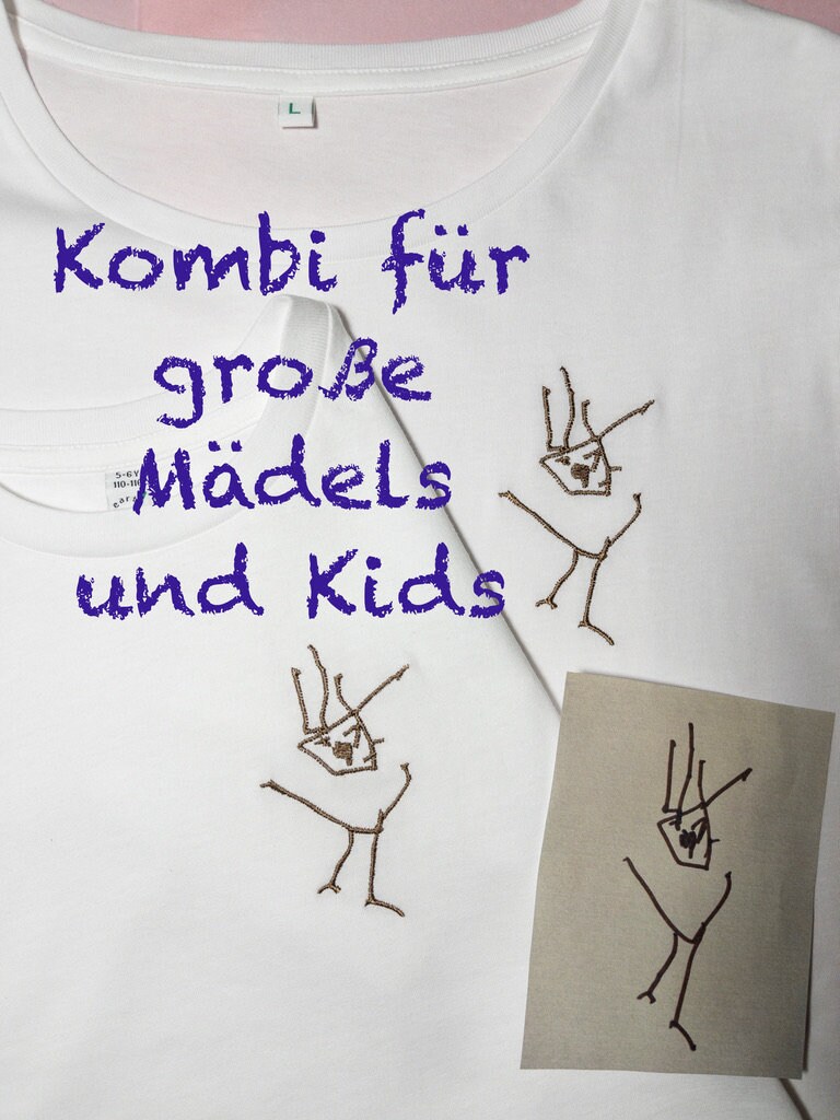 Kinderkunst Gestickt Auf Shirts Für Große Mädels Und Kids von getmeKoeln
