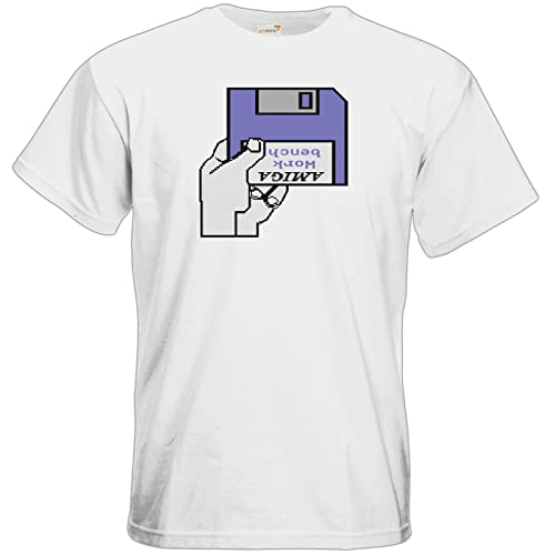 getshirts - T-Shirt Herren Kurzarm - Retro Gaming - Amiga Diskette - White L von getshirts