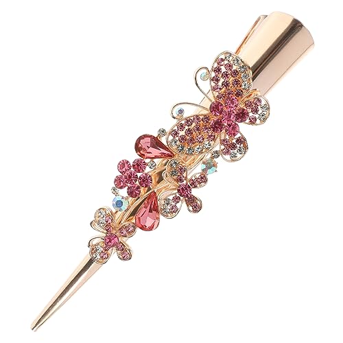 Horn-Clip Haarspange für Frauen, große Diamant-glitzernde Haarnadel mit spitzem Mundclip, stilvolle Metall-Haarspangen, ausgefallene Haar-Accessoires zum Stylen (Rosa) von getuse