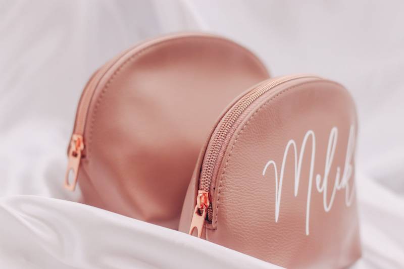 Kosmetiktasche Personalisiert Altrosa - Brautjungfer Trauzeugin Beste Freundin Mama Kosmetikclutch Kosmetikbeutel Muttertag von gevadesign