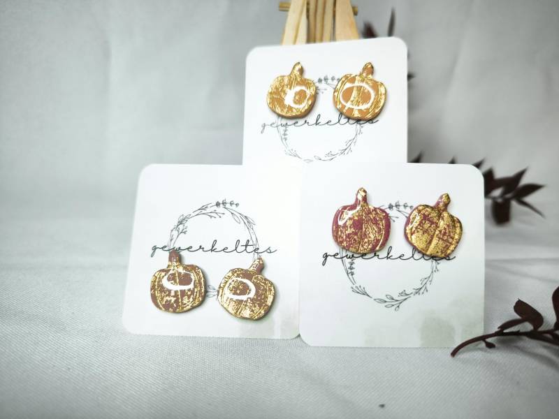 Handgemachte Kürbis Ohrstecker - Herbst Ohrringe Mit Goldoptik | Halloween Schmuck Geschenk Für Sie Herbstlicher Ohrschmuck Handgemachte Kürbis Ohrstecker - Herbst Ohrringe Mit Goldoptik | Halloween Schmuck Geschenk Für Sie Herbstlicher Ohrschmuck von gewerkeltes