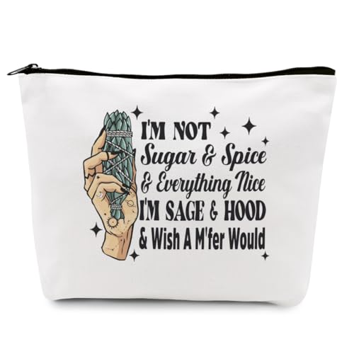 gfuhlre Hexengeschenke für Frauen, Hexen-Meditation, Make-up-Tasche, Reise-Kulturbeutel, Hexenzubehör, Hexenzubehör, SageHood7, 9.7 x 7 inch von gfuhlre