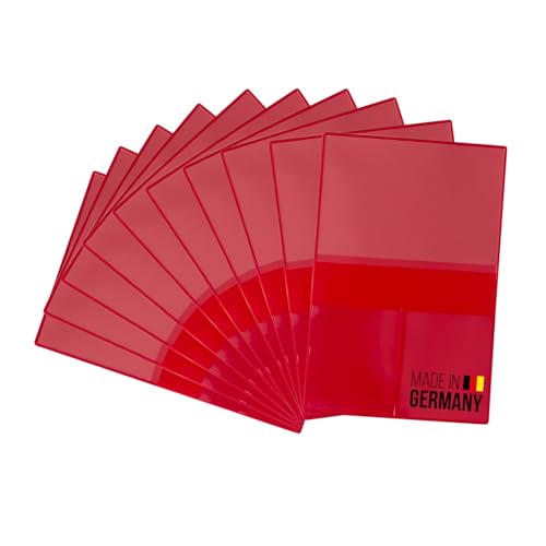 ggm 10x KFZ-Schein Hülle in Rot – Fahrzeugscheinmappe mit 4 Fächern – Robuste Ausweishülle aus Kunststoff – Für Auto, Motorrad, LKW – Kompakt & abwischbar – ca. 9,5 x 12,3 cm von ggm