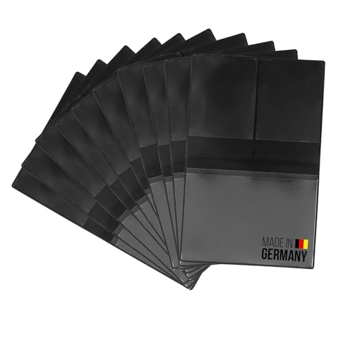 ggm 10x KFZ-Schein Hülle in Schwarz – Fahrzeugscheinmappe mit 4 Fächern – Robuste Ausweishülle aus Kunststoff – Für Auto, Motorrad, LKW – Kompakt & abwischbar – ca. 9,5 x 12,3 cm von ggm