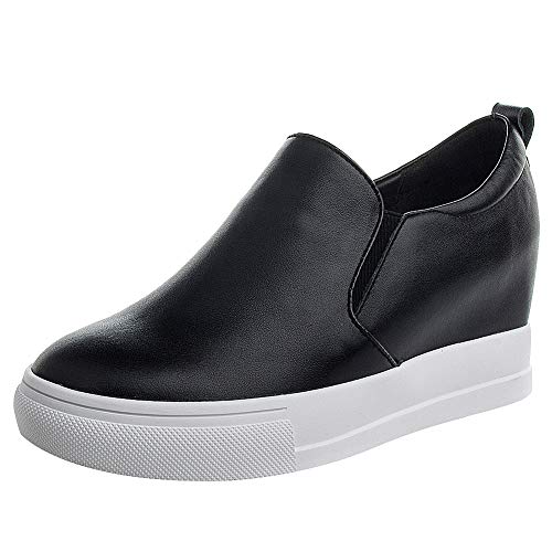 ggudd Damen Keilabsatz Versteckt Schlüpfen Gemütlich Sneaker Schuhe (Schwarz,37 EU) von ggudd