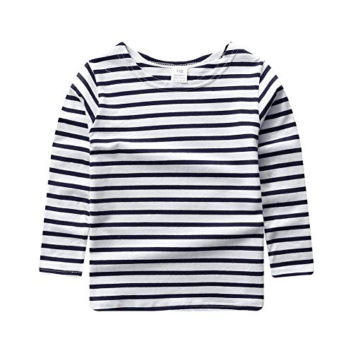 ggudd Jungen Gestreift Lange Ärmel T-Shirt Dehnbare Kleidung für 2-7 Jahre (Marineblau,2-3 Jahre) von ggudd