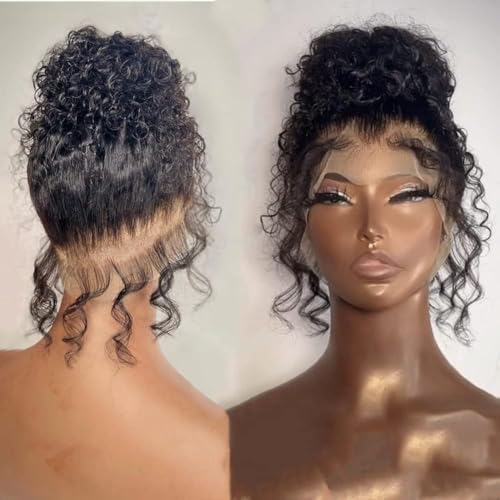 ghotool 250 % Dichte, tiefe Welle, 360 Spitzenfront, Echthaar-Perücken für schwarze Frauen, 360 Grad Vollspitze, vorgezogene Tiefe, lockige Perücken von ghotool