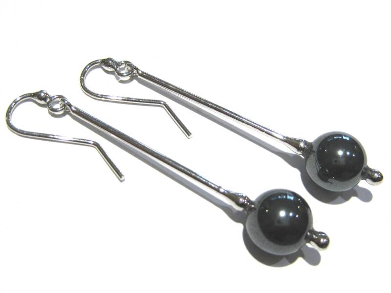 Hematit Ball Ohrringe Silber 925% von giacobbi