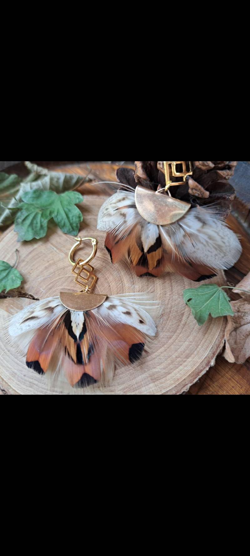 Paar Halbmond-Ohrringe - Muttertagsgeschenk Idee Für Mama Golden Elegant Natürliche Feder Leicht Diamant Gold von gibplume