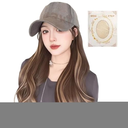 Hut Perücke | Damen Hut Mit Angehefteten Haaren | Trendiges Haarteil Modeaccessoire Für Reisen Dates Outdoor-Aktivitäten Einkaufen Urlaub Alltag von gifyym