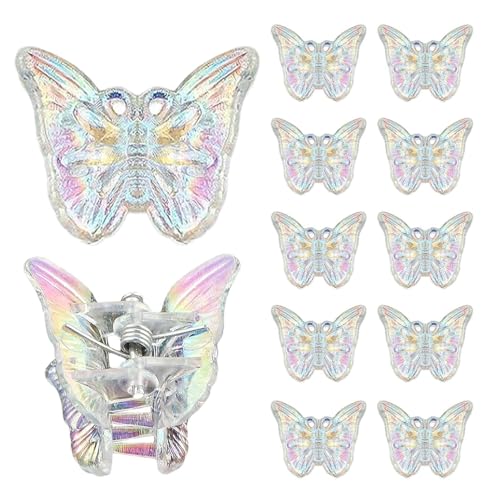 Schmetterlings-Haarspangen,Schmetterlings-Haarspangen für Mädchen | Schmetterlings-Haarnadeln 12 Stück Schmetterlings-Haarschmuck - Bunte Schmetterlings-Haar-Accessoires, transparente silberne Haarspa von gifyym