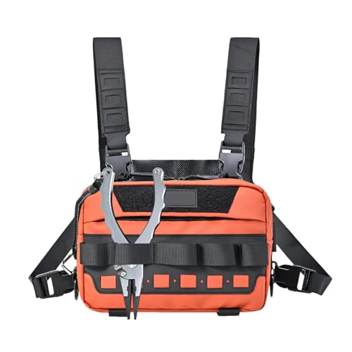 gifyym Fliegenfischtasche – Brusttasche Sport – Weste mit Taschen für Ausrüstung Jogging Frauen Outdoor Jagd Camping Radfahren Wandern, Orange, Se référer au descriptif, Siehe Beschreibung von gifyym