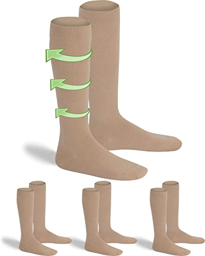 gigando 3 Paar Baumwoll Stützstrümpfe mit Kompression für Damen & Herren bei langem Sitzen & Stehen, Flug, Büro, Auto, beige, 39-42 von gigando