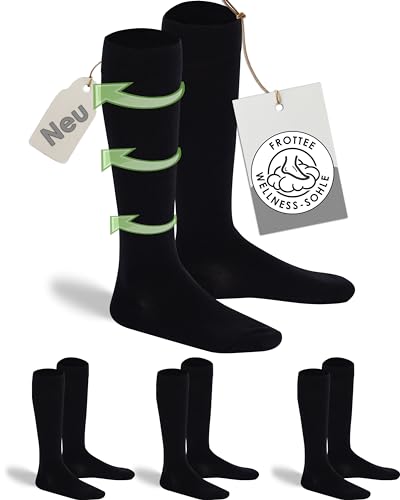 gigando 3 Paar Wellness Stützstrümpfe, gepolsterte Kompressions Kniestrümpfe mit Frottee Sohle | 3 Paar | schwarz | 47-50 von gigando