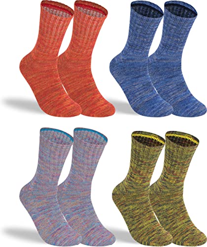 gigando 4 Paar Outdoor Thermosocken Bambus für Damen & Herren, warm und atmungsaktiv, grün, blau, rot, hellblau, 43-46 von gigando