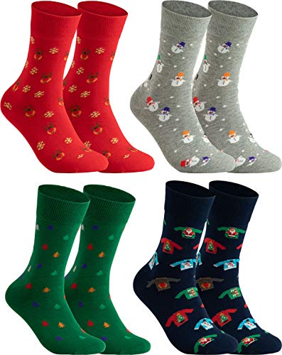 gigando - 4 Paar Weihnachtssocken in Christbaumkugel - Socken Damen & Herren Weihnachten - kräftige Farben und bunte Motive - Qualität ohne Naht aus Baumwolle - rot, silber, grün, blau - 43-46 von gigando