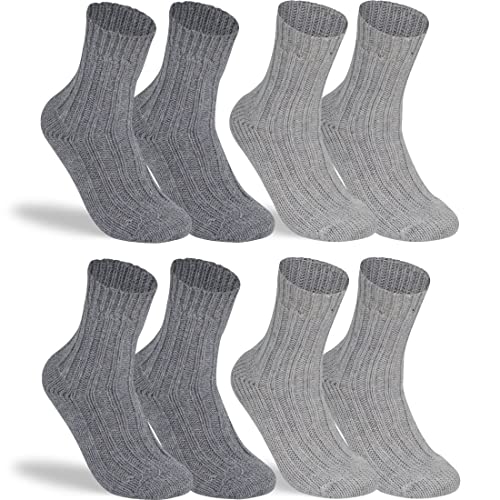 gigando 4 Paar Wollsocken mit Alpakawolle, warme, weiche Strümpfe aus Wolle für Damen & Herren, grau, hellgrau, 39-42 von gigando