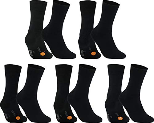 gigando Socken Pack für Damen mit 5 Wochentage Motiv, 5 Qualitäts Baumwollsocken ohne Naht, lustige, lange organizer Strümpfe für Arbeit u. Urlaub, schwarze verstärkte Unisex Socken, 35-38 von gigando