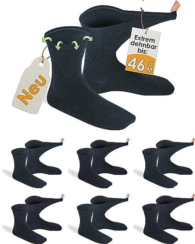 gigando 6 Paar extra weite Diabetiker-Socken, stark dehnbar ohne Gummi-Bund für keinen Abdruck am Bein, jeanstöne, 43-46 von gigando