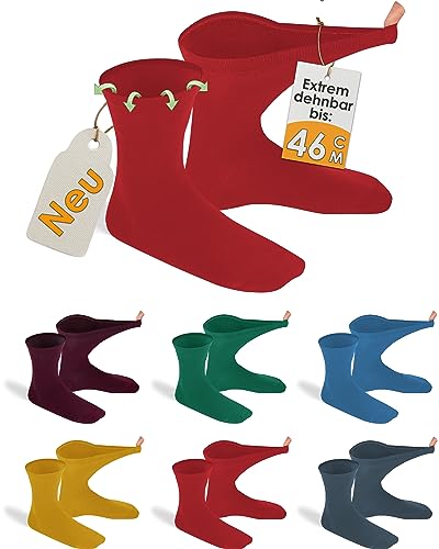 gigando 6 Paar extra weite Diabetiker-Socken, stark dehnbar ohne Gummi-Bund für keinen Abdruck am Bein, rot, grün, gelb, bordeaux, hellblau, blau-grau, 39-42 von gigando