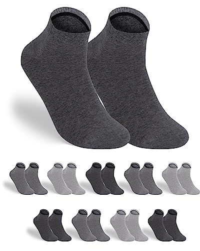 gigando 9 Paar Baumwoll Premium Quarter Socken für Damen & Herren, kurz, weich, elastisch und atmungsaktiv, grautöne, 39-42 von gigando