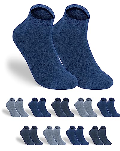 gigando 9 Paar Baumwoll Premium Quarter Socken für Damen & Herren, kurz, weich, elastisch und atmungsaktiv, jeanstöne, 43-46 von gigando