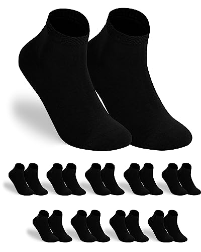 gigando 9 Paar Baumwoll Premium Quarter Socken für Damen & Herren, kurz, weich, elastisch und atmungsaktiv, schwarz, 35-38 von gigando