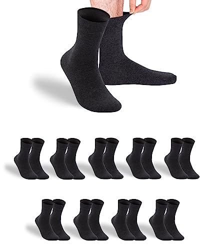 gigando 9 Paar Baumwoll Socken mit Komfortbund für Damen & Herren, weich, elastisch und atmungsaktiv, anthrazit, 35-38 von gigando