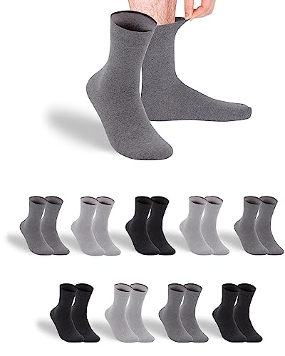 gigando 9 Paar Baumwoll Socken mit Komfortbund für Damen & Herren, weich, elastisch und atmungsaktiv, grautöne, 39-42 von gigando