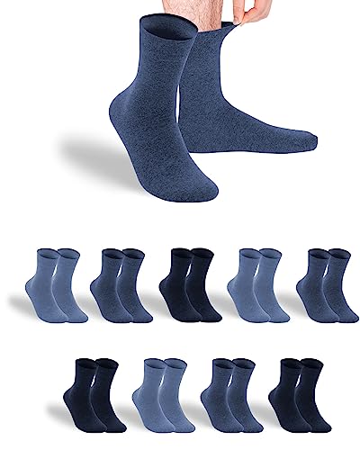 gigando 9 Paar Baumwoll Socken mit Komfortbund für Damen & Herren, weich, elastisch und atmungsaktiv, jeanstöne, 43-46 von gigando