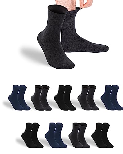 gigando 9 Paar Baumwoll Socken mit Komfortbund für Damen & Herren, weich, elastisch und atmungsaktiv, marine, anthrazit, schwarz, 39-42 von gigando