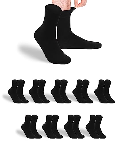 gigando 9 Paar Baumwoll Socken mit Komfortbund für Damen & Herren, weich, elastisch und atmungsaktiv, schwarz, 50-52 von gigando