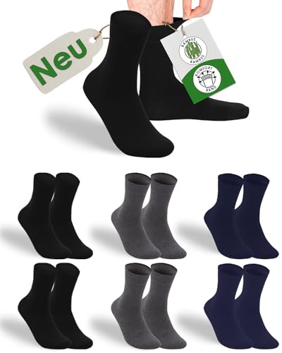 gigando Bambus-Socken Soft-Bund, Premium-Qualität ohne Gummi-Bund, extra weich, für Damen & Herren, 6 Paar, anthrazit, marine, schwarz, 43-46 von gigando