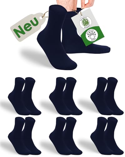 gigando Bambus-Socken Soft-Bund, Premium-Qualität ohne Gummi-Bund, extra weich, für Damen & Herren, 6 Paar, marine, XXL 51-52 von gigando