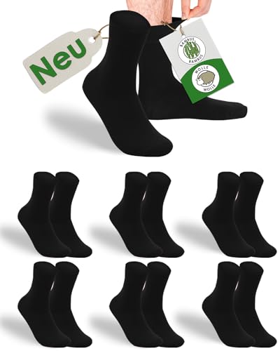 gigando Bambus-Socken mit Wolle, Soft-Bund, Premium Qualität ohne Gummi für Damen & Herren, 6 Paar, schwarz, 43-46 von gigando