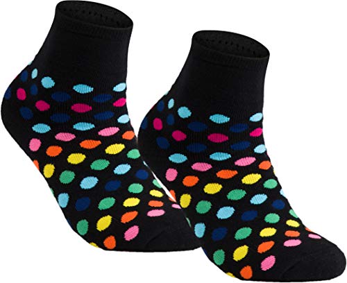 gigando | Colored Thermo Socks with Dots and Stripes | bunte Thermo Socken für Damen | warme, kuschelige Strümpfe mit weichem Bund | Geschenkbox | 2 Paar | 2x black dots | 35-38 | von gigando