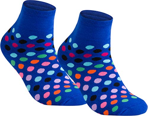 gigando | Colored Thermo Socks with Dots and Stripes | bunte Thermo Socken für Damen | warme, kuschelige Strümpfe mit weichem Bund | Geschenkbox | 2 Paar | 2x blue dots | 35-38 | von gigando