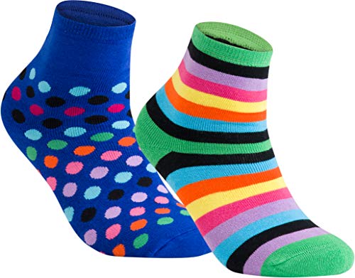 gigando | Colored Thermo Socks with Dots and Stripes | bunte Thermo Socken für Damen | warme, kuschelige Strümpfe mit weichem Bund | Geschenkbox | 2 Paar | blue dots & green stripes | 39-42 | von gigando