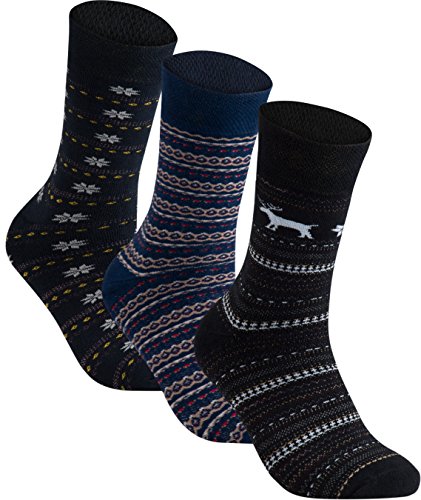 gigando | Comfortable Christmas Socks | warme Thermosocken im Weihnachts Design mit weichem Komfortrand | 3 Paar von gigando