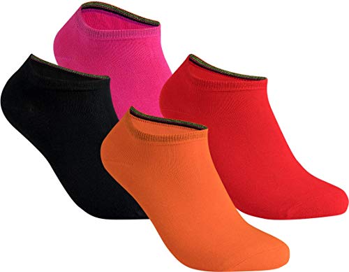 gigando | Damen und Herren | Qualitäts Sneaker Socken | 4 Paar | modisch universell | bunte kurze Strümpfe | rosa, rot, schwarz, orange | 39-42 von gigando