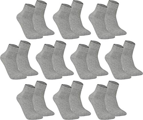 gigando – Kurze Quarter Socken Herren silber Baumwolle 10 Paar im Vorteilspack, atmungsaktive Kurzsocken für Alltag, Sport und Freizeit, ohne Naht, 39-42 von gigando