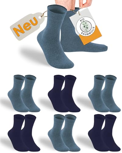 gigando Socken Bio-Baumwolle Soft-Bund, Premium-Qualität ohne Gummi-Bund, extra weich, für Damen & Herren, jeanstöne, 43-46 von gigando