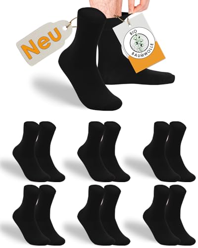 gigando Socken Bio-Baumwolle Soft-Bund, Premium-Qualität ohne Gummi-Bund, extra weich, für Damen & Herren, schwarz, 43-46 von gigando