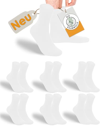 gigando Socken Bio-Baumwolle Soft-Bund, Premium-Qualität ohne Gummi-Bund, extra weich, für Damen & Herren, weiß, 39-42 von gigando